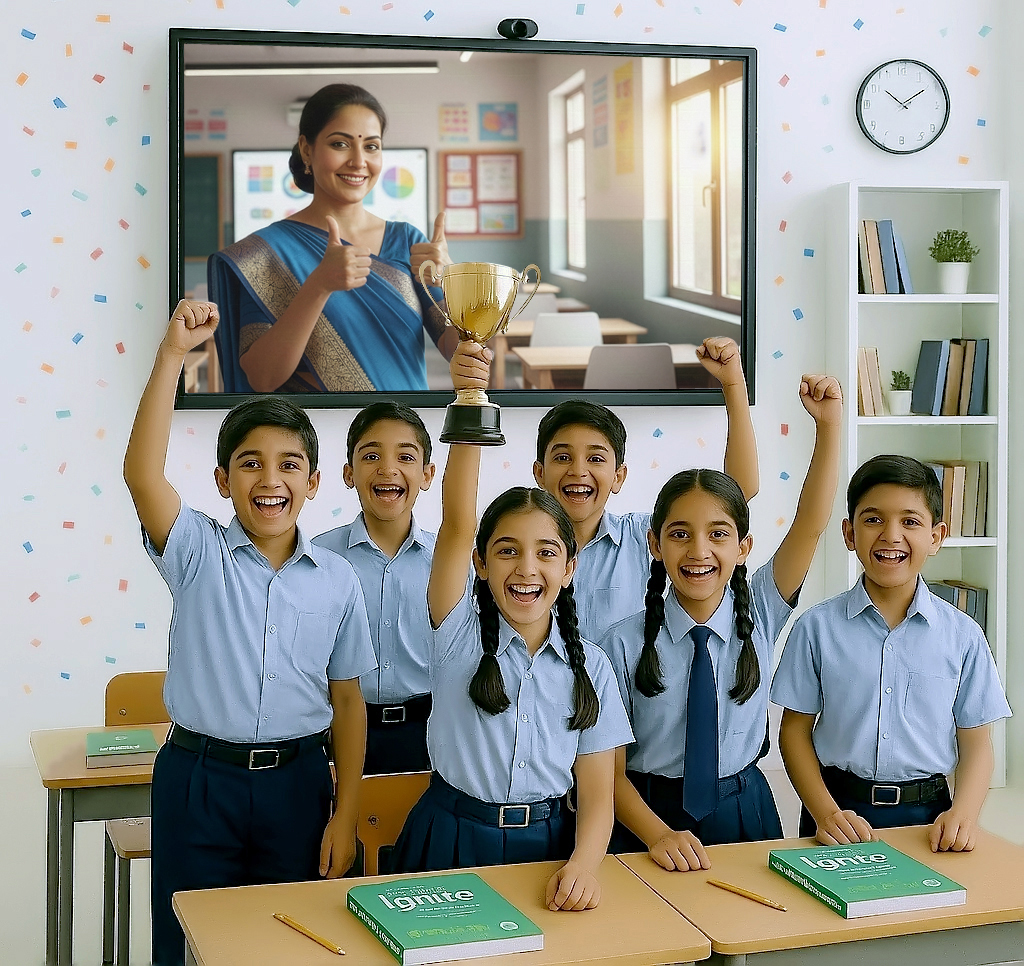 Students learning in a digital classroom